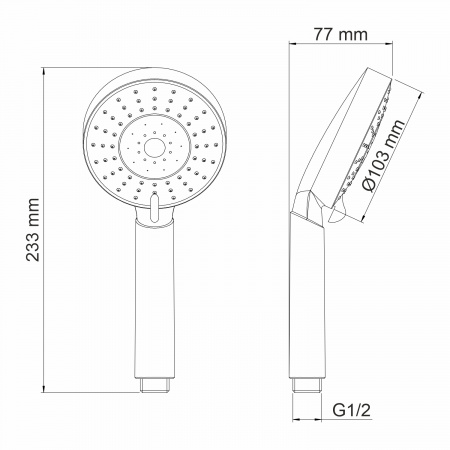 Душевая лейка Wasserkraft A032 5-функциональная