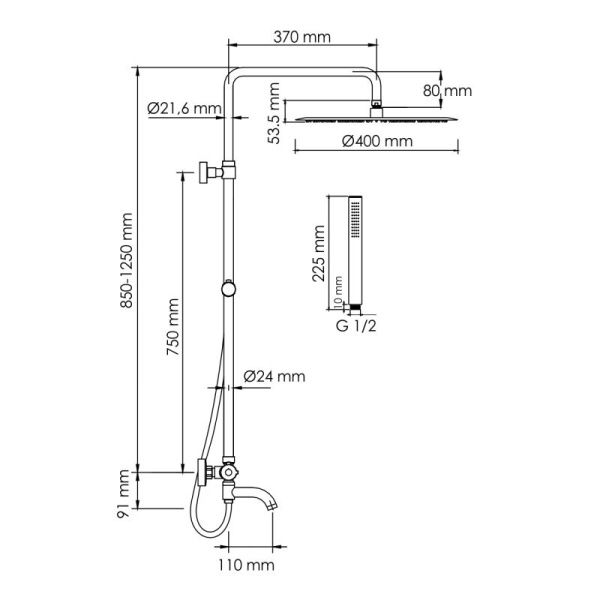 Душевая система WasserKRAFT A188.117.137.087.CH Thermo с термостатическим смесителем