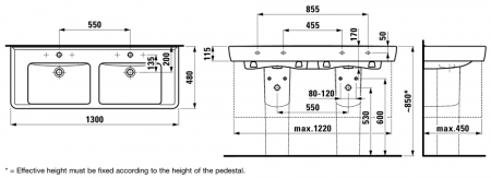 Умывальник Laufen Pro A 8149674001041 130x48x11