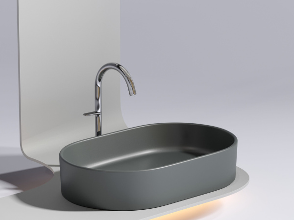 Умывальник чаша накладная овальная Ceramicanova Element 608*385*122мм, Темный антрацит матовый, CN6048MDH