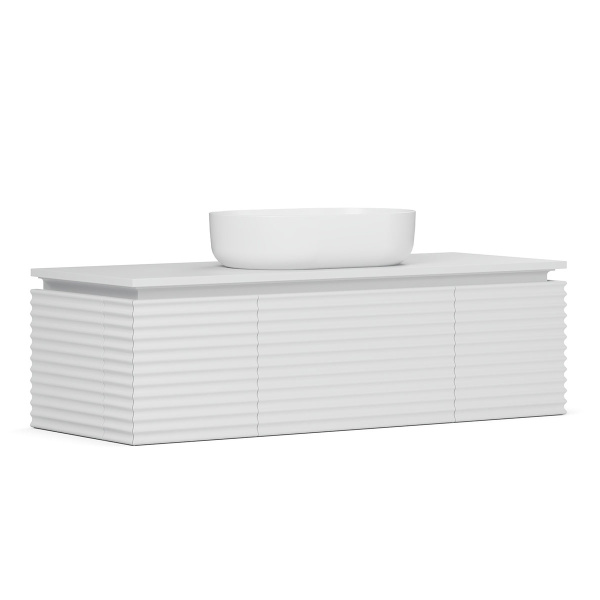 Тумба под умывальник Belux Дубай подвесная 132 с подсветкой, белая матовая