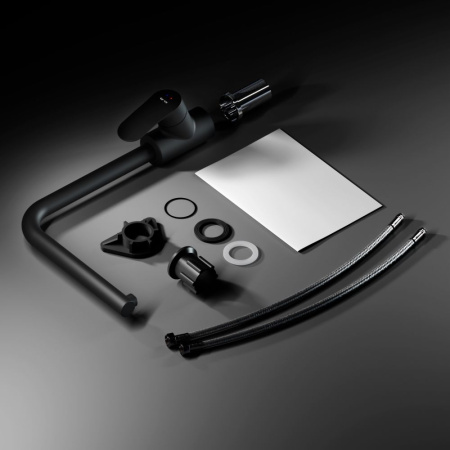 F8005722 Like, Смеситель для кухни AM.PM с каналом для питьевой воды, L-излив, черный матовый