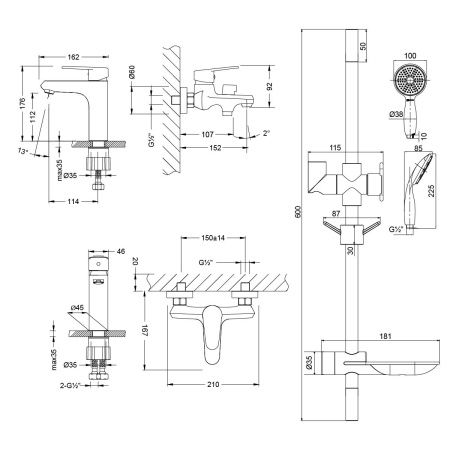 Комплект смесителей Lemark Point LM0380C 3 в 1