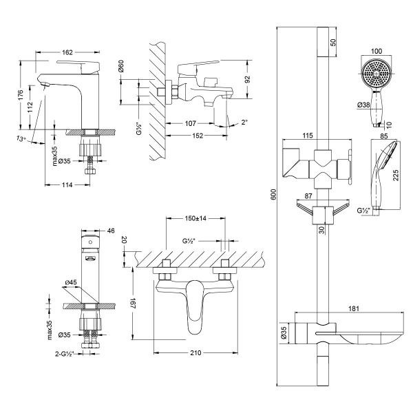 Комплект смесителей Lemark Point LM0380C 3 в 1