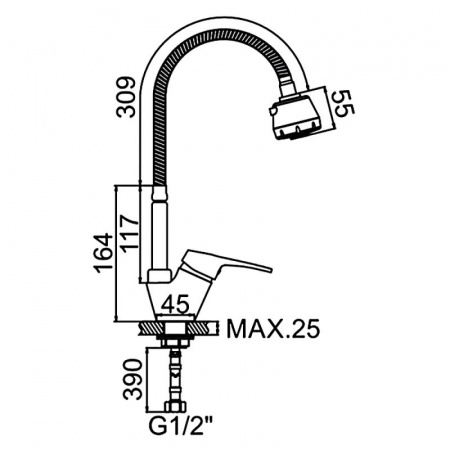 Смеситель для мойки с гибким изливом Ledeme H13 L4313