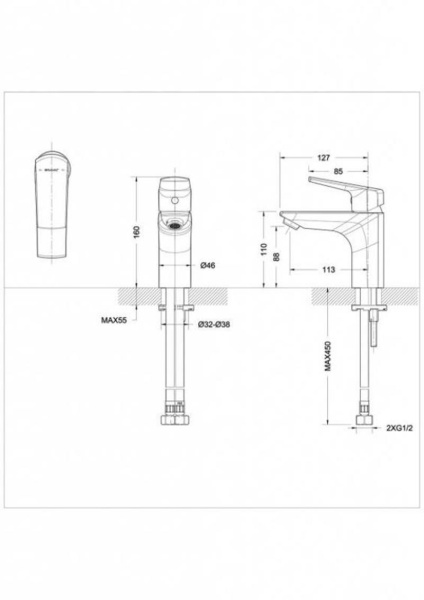 Смеситель для умывальника Bravat Real F1121179CP