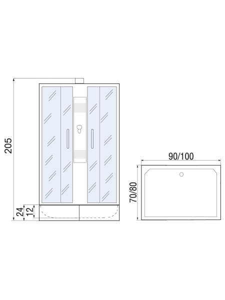 Душевая кабина River QUADRO Б/К 100/80/24 MT 1000х800х2050мм