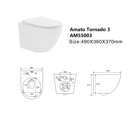 Унитаз Taliente Amato Tornado 3 AM55003 подвесной