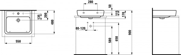 Умывальник Laufen Pro A 8179514001041 55x48x17