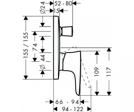 Смеситель для ванны с душем Hansgrohe PuraVida 15447000