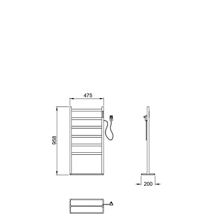 Полотенцесушитель электрический напольный WONZON & WOGHAND, Брашированный никель (WW-A406-BR)