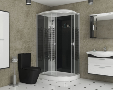 Душевая кабина Niagara Eco NG-4512-14L BLACK (120х80х215) низкий поддон(13см),стекло мозаика,3 места