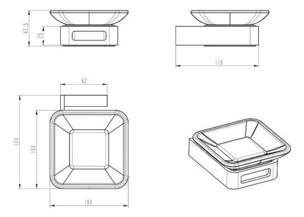 Мыльница Boheme Q 10943-SGM Оружейная сталь глянцевая