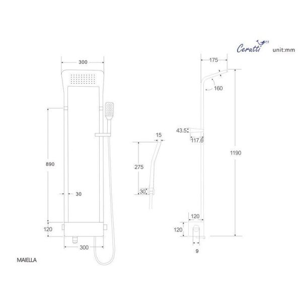 Панель MAIELLA W душевая Cerutti SPA CT8984