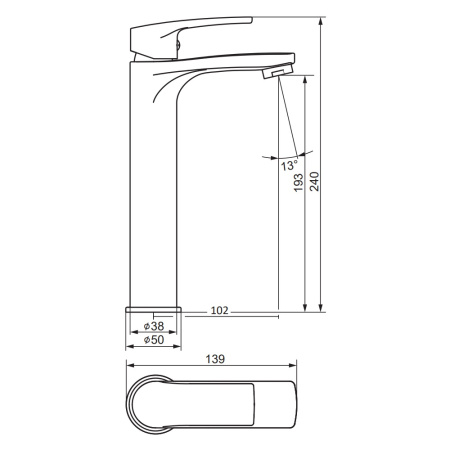 480250000 Eclipse 2.0 Смеситель для умывальника Damixa высокий, хром