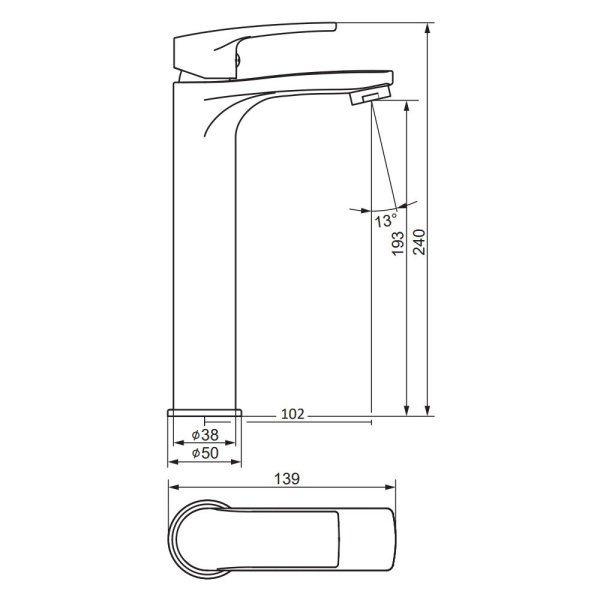 480250000 Eclipse 2.0 Смеситель для умывальника Damixa высокий, хром