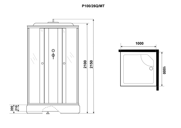 Душевая кабина Niagara Promo P100/26Q/MT (100х100х215) 4 места