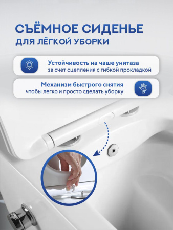 Унитаз подвесной безободковый Amore di Mare Tassaro Tornado Bidet P202-XT с функцией биде, прямоугольный белый, антивсплеск, фарфоровый, быстросъемное сиденье дюропласт с крышкой микролифт