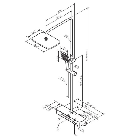 Душевая система AM.PM F078F300 Func с термостатом