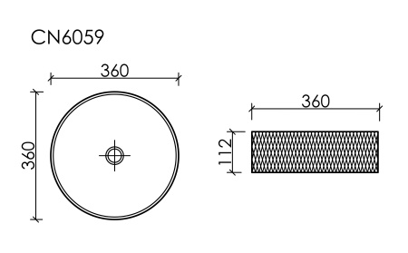 Умывальник чаша накладная круглая Ceramicanova Cristal 360*360*112мм, неон, CN6059