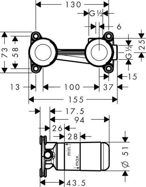 Скрытый механизм Hansgrohe Universal 13622180