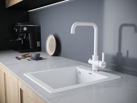 Смеситель для кухни Paulmark LOGAS Lo213021-431TW, белый матовый полностью