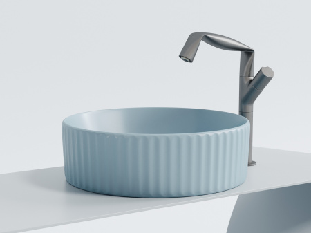 Умывальник чаша накладная круглая Ceramicanova Element 360*360*115мм, голубой матовый, CN6057ML