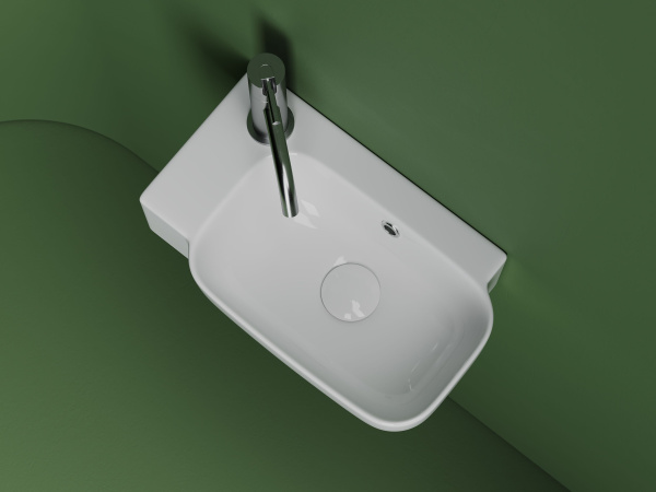 Рукомойник подвесной прямоугольный Ceramicanova Element 403*249*140, с отверстием под смеситель, белый, CN6074R