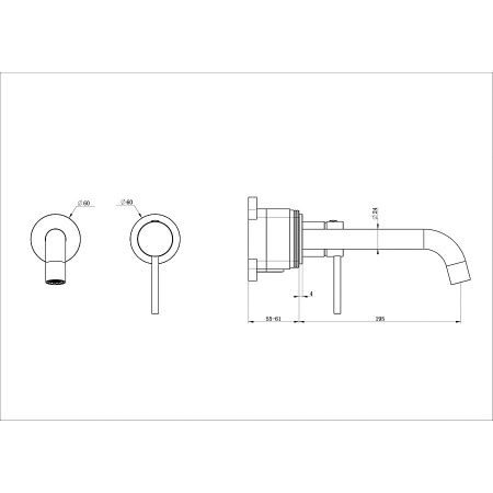 Смеситель для раковины встраиваемый WONZON & WOGHAND, Брашированное золото (WW-88869017-BG)