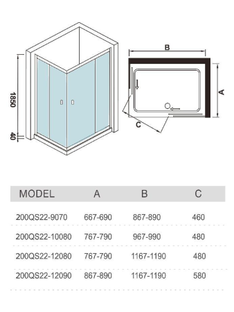 Душевой уголок WeltWasser WW 200QS22-9070
