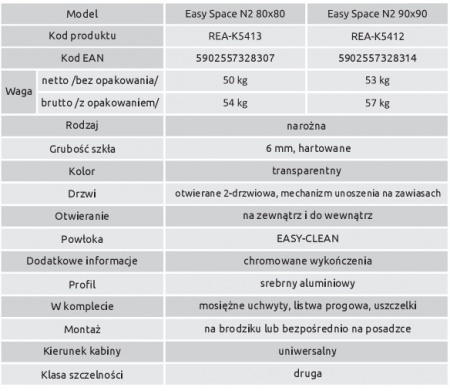 Душевой уголок Rea Easy Space N2 80x80 K5413