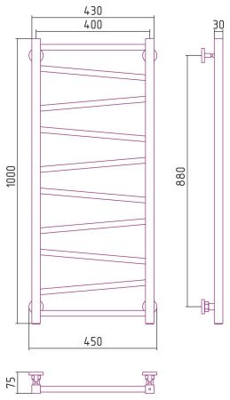 Полотенцесушитель Сунержа Сирокко 1000х400 Без покрытия 00-0253-1040