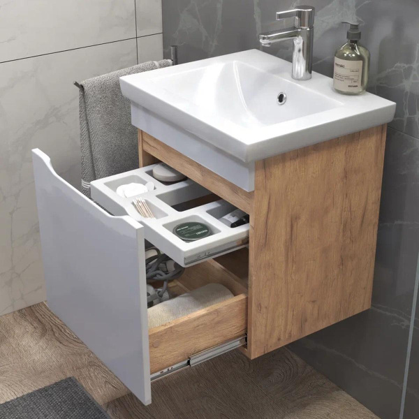 Тумба под раковину подвесная VIGO Grani 028 дуб золотой, 50 см