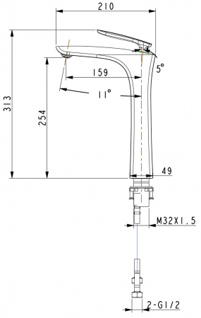 Смеситель для раковины-чаши Timo Helmi 4011/00-16F хром-белый