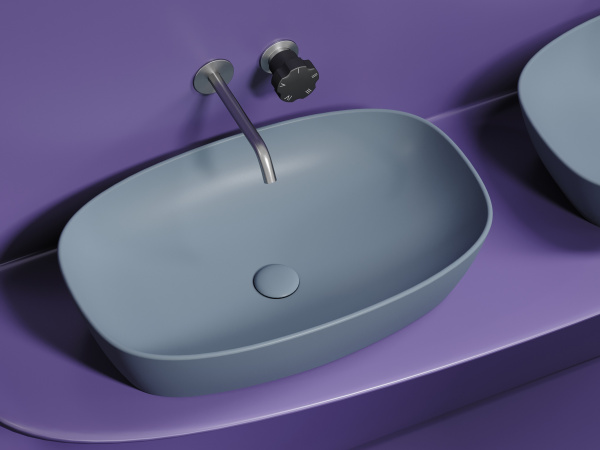 Умывальник чаша накладная овальная Ceramicanova Element 600*380*138мм, Серо-голубой матовый, CN6049MHL