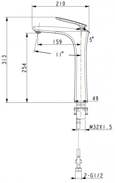 Смеситель для раковины-чаши Timo Helmi 4011/00-16F хром-белый