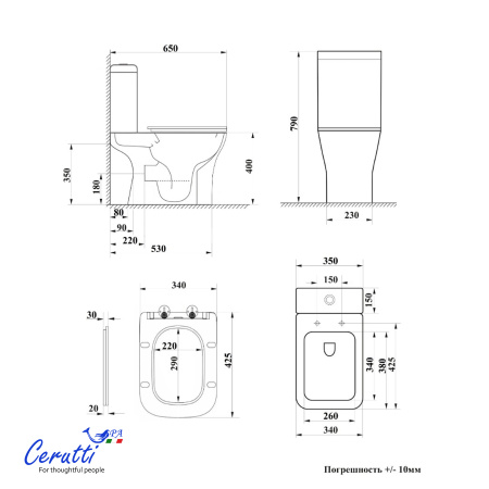 VETTORE Tornado унитаз напольный с бачком (650*340*790), смыв Tornado, CT11134 сиденье дюропласт с микролифтом быстросьемное Ceruttispa 