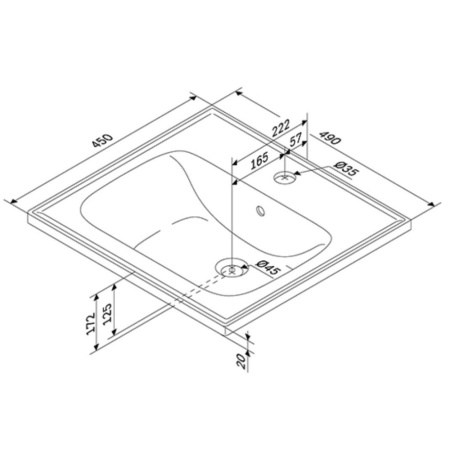 M85AWCC0502WG64 X-Joy, Раковина мебельная AM.PM, керамическая, 50 см, встроенная, цвет: белый, глянец