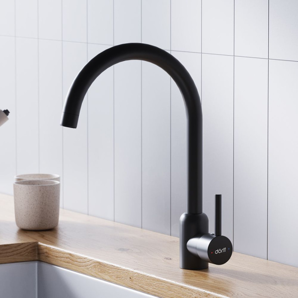 D3007022 Logic Кухонный смеситель Dorff поворотный, черный
