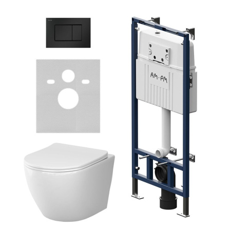 IS100238.801900 Инсталляция MasterFit с клавишей S черн мат с подвесным унитазом Like Aquaspin с сиденьем м/лиф