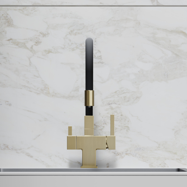 Смеситель для кухни SANCOS Arno с гибким изливом и возможностью подключения фильтра для воды, цвет брашированное золото, арт. SC4005BG