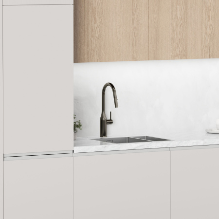 Смеситель для кухни SANCOS Grand c вытяжным и поворотным изливом, цвет вороненая сталь, арт. SC4002GG