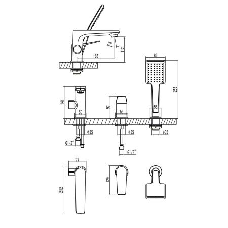 Смеситель Lemark Bronx LM3745GM на борт ванны