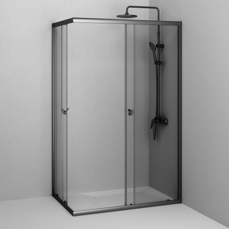 W87G-403-12080-BT Sunny Душевое ограждение AM.PM прямоугольное, раздвижн двери 120x80 черный,стекло прозрачн
