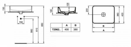 Умывальник Ideal Standard Strada II Square Vessel T296201