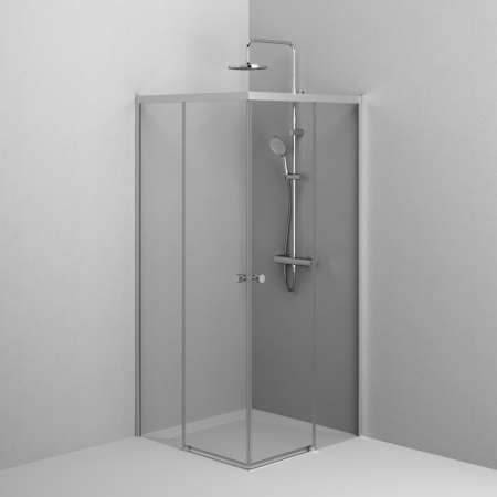 W94G-403-9090-MT Душевое ограждение AM.PM X-Joy Square Slide 90х90, мат хром, прозрачное