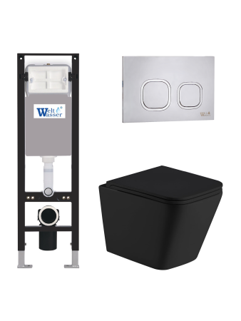 Комплект инсталляции с унитазом Weltwasser AMBERG 350 + GELBACH 043 MT-BL + AMBERG RD-MT CR