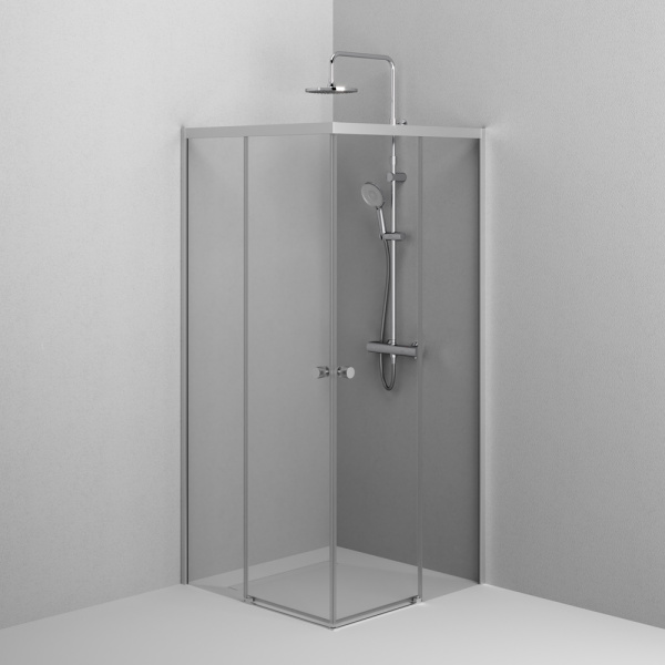 W94G-403-9090-MT Душевое ограждение AM.PM X-Joy Square Slide 90х90, мат хром, прозрачное