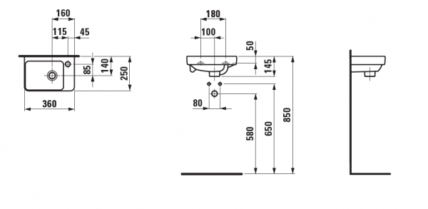 Умывальник Laufen Pro S 8159600001091 36x25x50