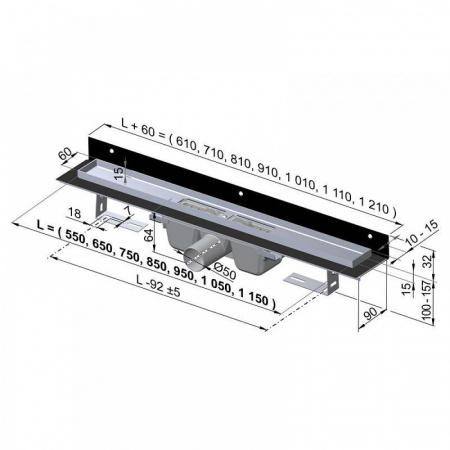 Душевой трап AlcaPlast APZ1004S-650